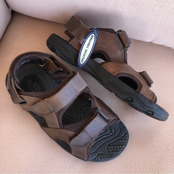 Sonoma Genuine Leather Stingray Removable Back Strap Brown Adjustable Sandals 7 - Picture 5 of 14